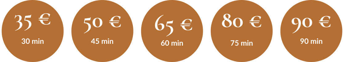 Tarifs pour différents services de soins